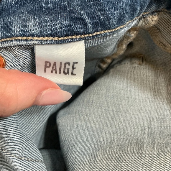 Paige Anessa Exposed Button Fly Wide Leg Jeans Blue Size 28 High Rise - Picture 8 of 14